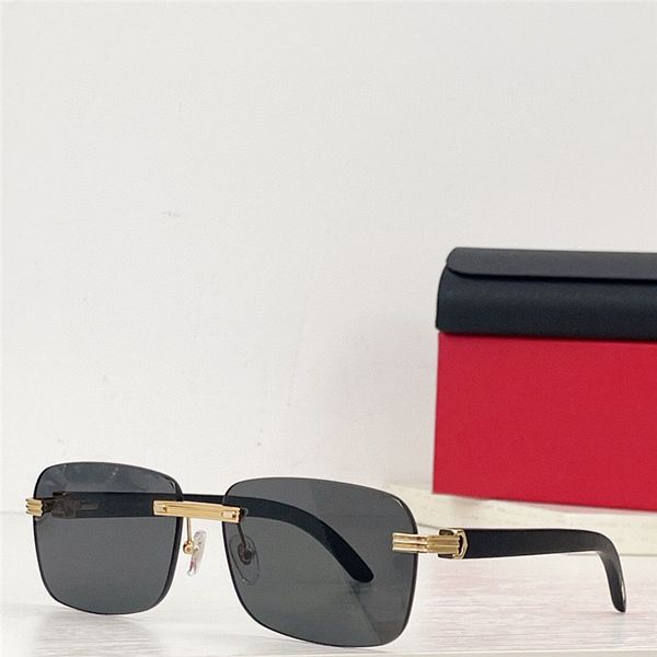 

new fashion design square sunglasses 0273s rimless frame wooden temples simple and popular style versatile outdoor uv400 protection glasses, White;black