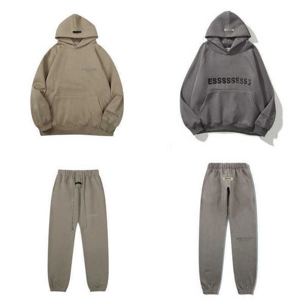 

fashion men's luxury sweatshirts ess tracksuits letter hoodies men women sportswear hooded pant coat sweater pullover couple hoodie ja, Gray