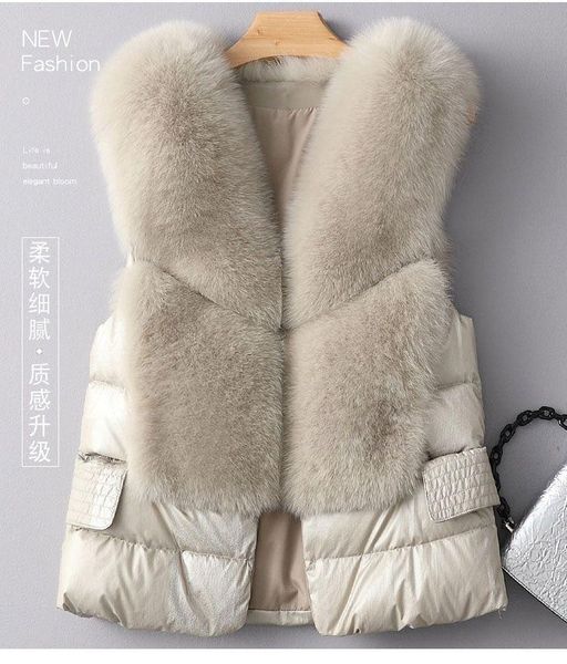 

fur 2022 new autumn winter short women's vest imitation fox fur coat outer wear, Black