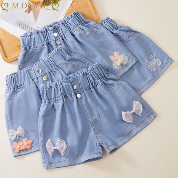 

shorts girls denim summer cartoon fashion cute floral lace all match children s pants teenagers 230420, Black