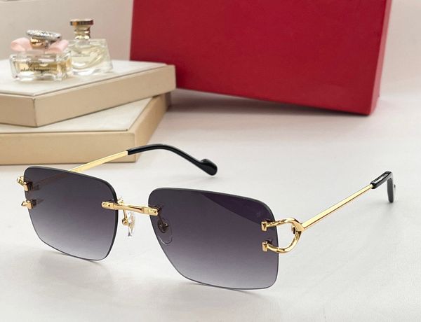

fashion designer 0330 mens sunglasses classic vintage metal frameless square shape glasses outdoor leisure versatile style uv protection com, White;black