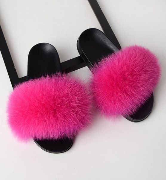 

rass ple 2019 real fur slippers slides shoes furry fuffly slipper flip flops sandals sliders drag sandal summer shoes wom5814794, Black
