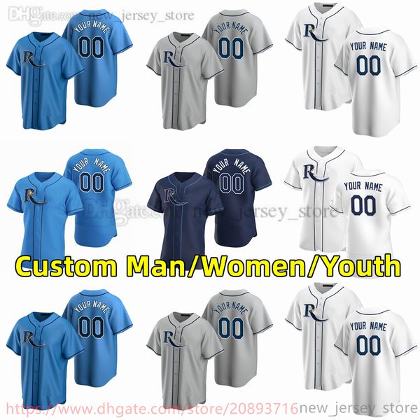 

custom s-6xl movie college baseball wears jersey stitched 5 wanderfranco 39 kevinkiermaier 12 wadeboggs 17 austinmeadows 4 blakesnell hong a, Black