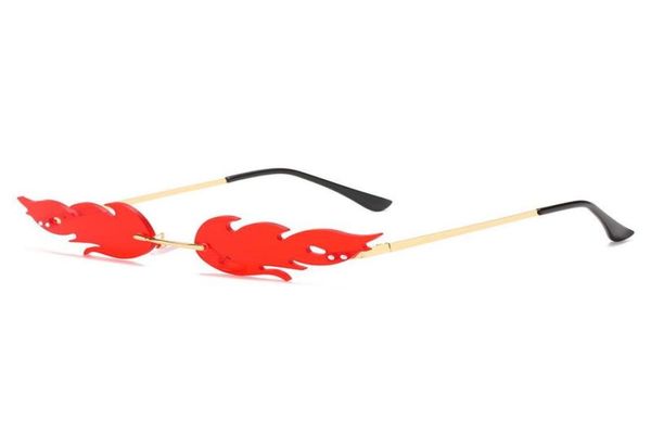 

unique rimless flame shape women sunglasses brand designer clear ocean lens eyewear ladies sun glasses oculos de sol uv4005121241, White;black