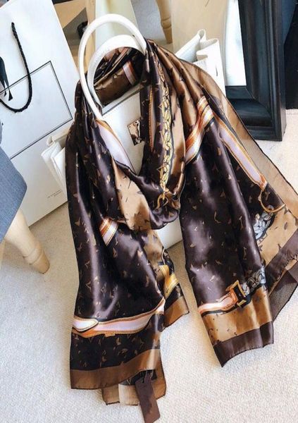 

2021 long scarves for women beach wraps belt scarf letter print scarf 90180cm brown shawls silk headbands ship4237220, Blue;gray