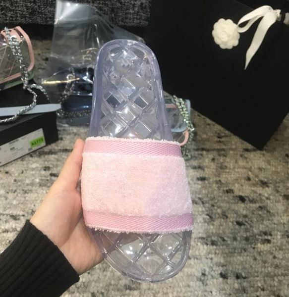 

women jelly transparent pvc clear sandals slippers rubber slide sandal floral brocade gear bottoms flip flops striped beach slippe3225308, Black