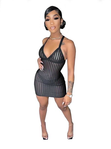 

womens slim mesh see through dress summer short skirt suspender for women, Black;gray