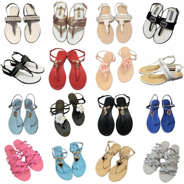 

women sandals luxury letter designer shoes summer outdoor flip flops pearl slides metal chain slippers heart shaped beach shoes back straps, Black