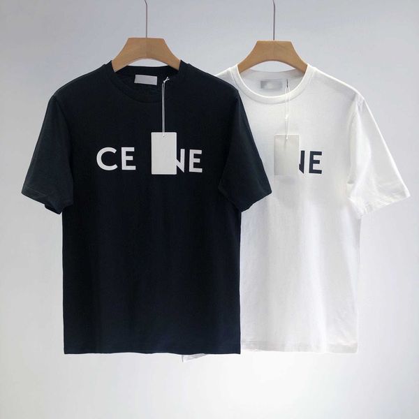 

men's t-shirts 2023 fashion trendy brand ce printed letters for men and women loose casual round ne short-sleeved hip-hop high street t, White;black