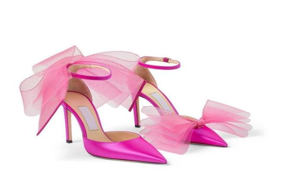 

luxury averly sandals women mesh bows asymmetrical mesh feather high heels ankle strap exquisite stilettoheel wedding party 4721276, Black