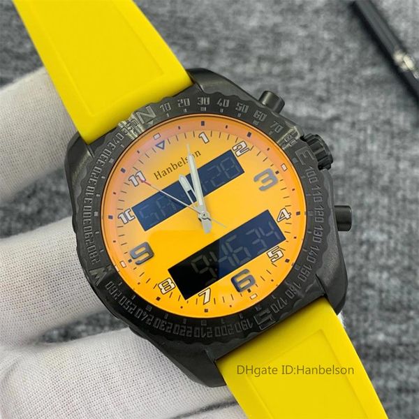 

2021 new 1884 men watch dual time zone electronic pointer display yellow rubber strap montre de luxe wristwatches mens sport watch2643, Slivery;brown