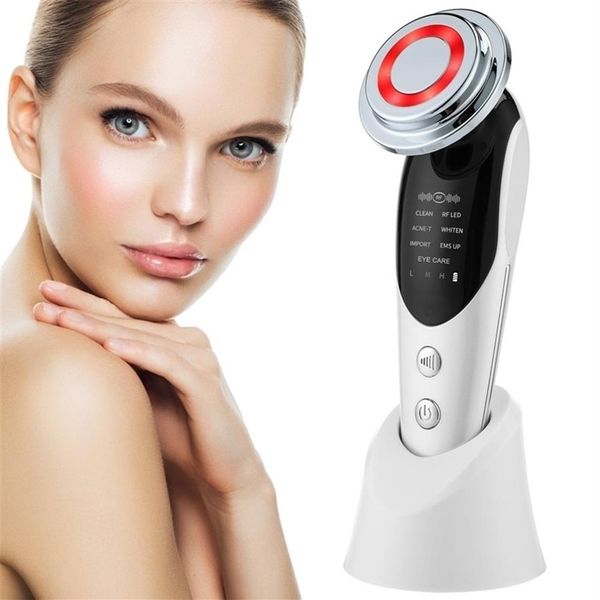 

home beauty instrument 7 in 1 rf ems micro current lifting device vibration led face skin rejuvenation wrinkle remover anti-aging 2154