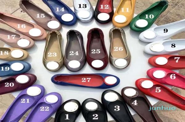 

luxury designer dress shoes paris ladies leather round head ballet flats casual soft heel design1777036, Black