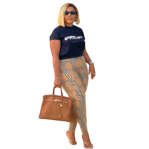 

women's two piece pants 023 summer new fashion style casual printing women's set designer brand women's set, White