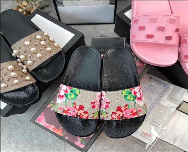 

2021 designer men women flat slipper sandals with correct flower box dust bag shoes snake print slide summer wide size 3545 017373859, Black