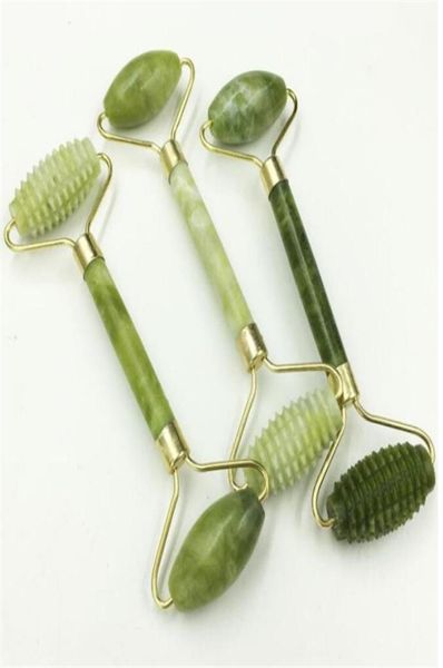 

new health double head spiked shape facial massage crystal quartz roller jade stone massager facelift slimming head neck health c1143386