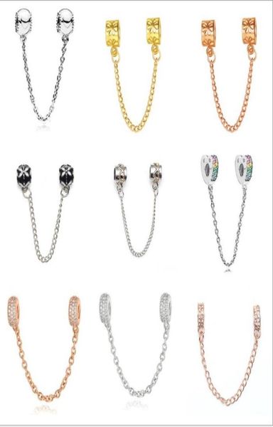 

2019 new crystal safety chain charms beads fits authentic 925 sterling silver pandora bracelets jewelry diy accessories 8 style wo3258865, Black