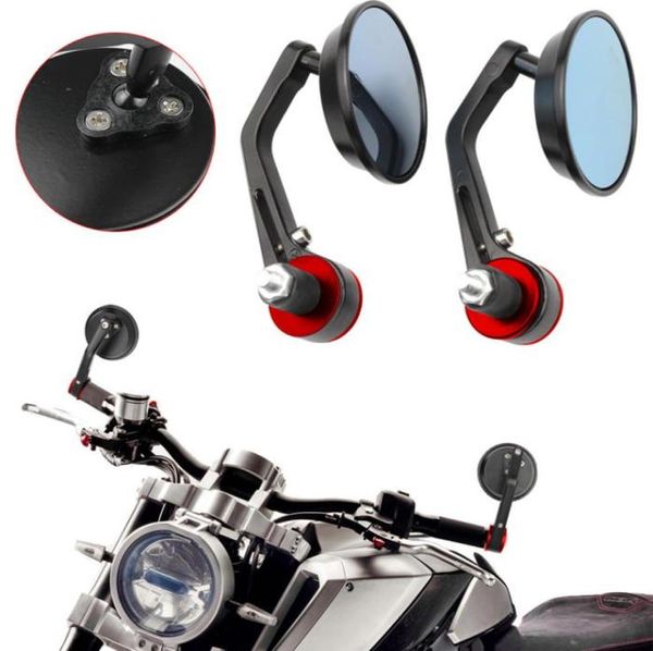

motorcycle 78quot black rotation rear view mirror round 22mm handlebar bar end blue glass foldable side view mirrors universal6892990
