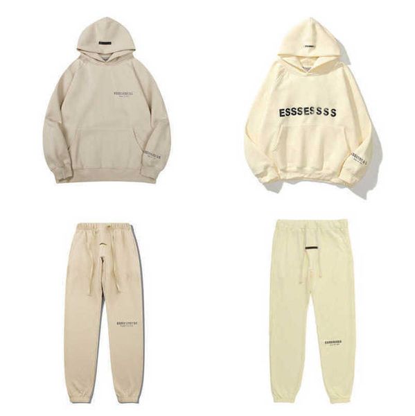 

men's luxury fashion sweatshirts esss entials tracksuits letter hoodies men women sportswear hooded pant coat sweater pullover couple, Gray