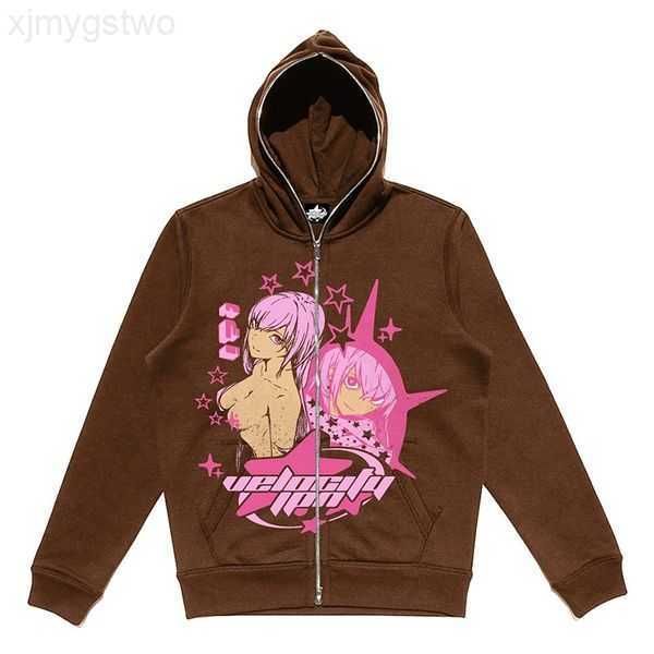 

men's hoodies zip up hoodie anime y2k graphics woman goth sweatshirt sport coat pullover grunge gothic long sleeve oversized jacket 5z3, Black