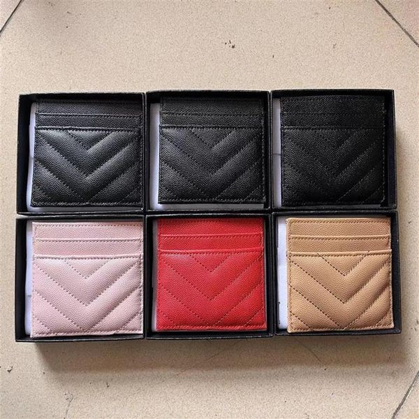 

2021 new fashion card holders caviar woman mini wallet purse color genuine leather pebble texture luxury black wallet with box240g2451, Brown;gray