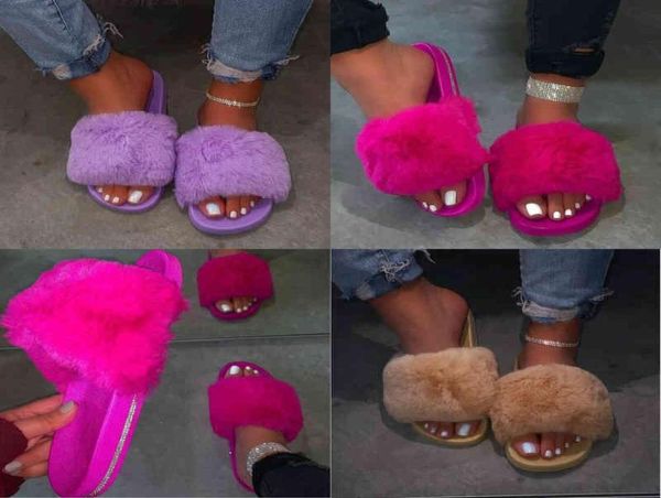 

woman sandals nonslip casual indoor slippers women fluffy slippers comfortable warm fuzzy slippers solid colors ciabatte donna y25023778, Black