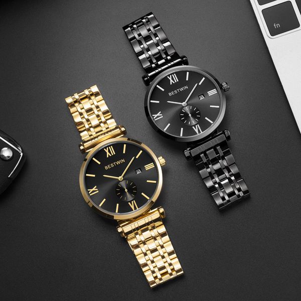 

watch mens watch mens designer luxury diamond roman digital mechanical watch steel material fadeless quartz-battey stainless steel, Slivery;brown