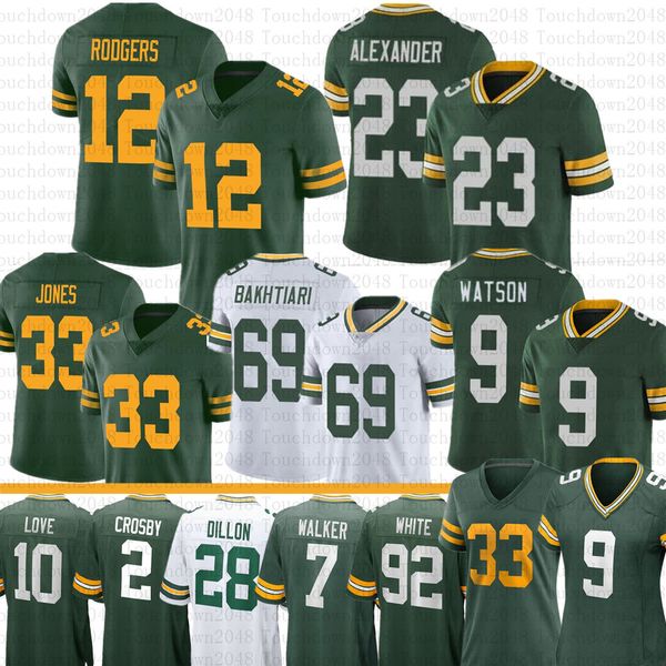 

aaron jones love football jersey a.j. dillon jaire alexander david bakhtiari green bayes packer mason crosby christian watson quay walker br, Black;red