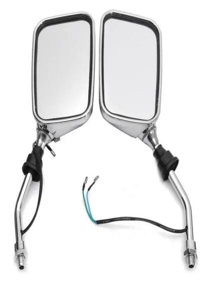 

10mm pair motorcycle rearview side chrome mirrors and turn signal indicator light amber8268297