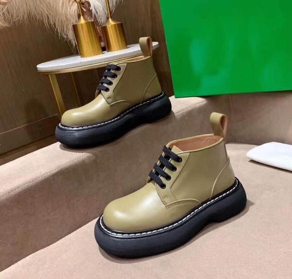 

2021 designer casual shoes fashion bean green flatheeled leather women laceup platform oversized sneakers 3540 size3961157, Black