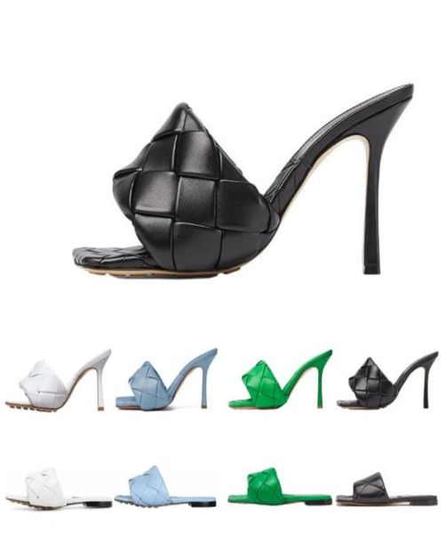 

bottegas heels flat slides lido dress shoes sandals woven women slippers intrecciato nappa square sules shoe ladies wedding 74133634, Black