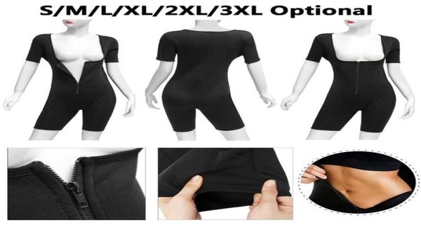 

sweat neoprene women full body shaper bodysuit shapewear suit regular size zip5355332, White;black