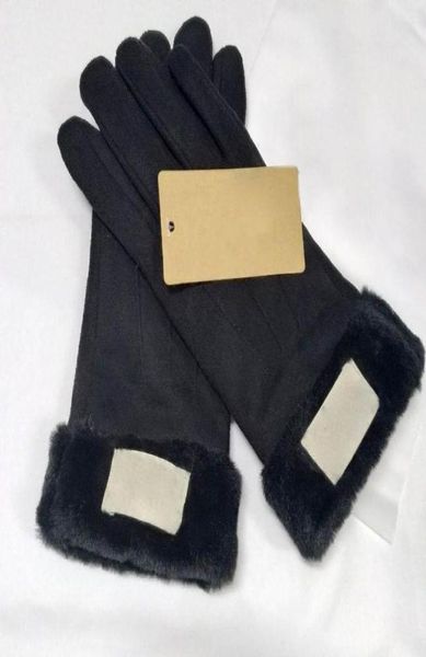 

new brand design faux fur style gloves for women winter outdoor warm five fingers artificial leather glove whole wll11896399044, White