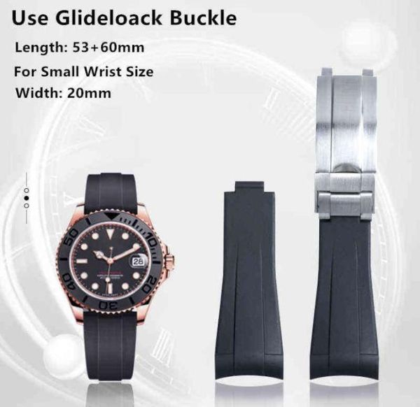 

20mm rubber band black green blue adjustable fold buckle band for strap for submariner6761912, Black;brown