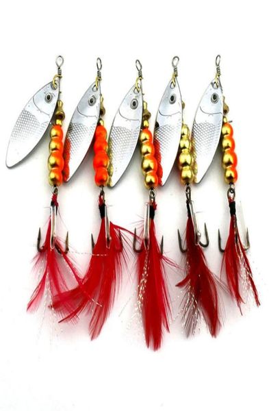

5pcs feather fishing hooksrooster tail fishing spinner spoon lures rotatable inline bass trout fishing tackle baits 75cm12g sp3448366