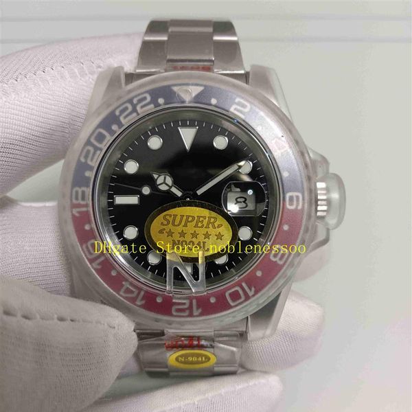 

3 style super n factory 904l steel cal 3186 movement watch mens black dial 116719blro red blue ceramic bezel 116719 men 126710blro276y, Slivery;brown