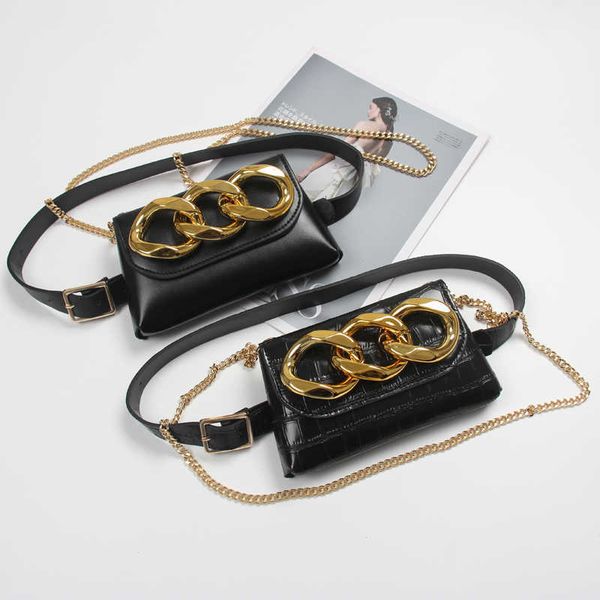 

evening bags wide chain decorated waist packs women adjustable pu leather waist belt with phone purse bag long chain crossbody messenger bag