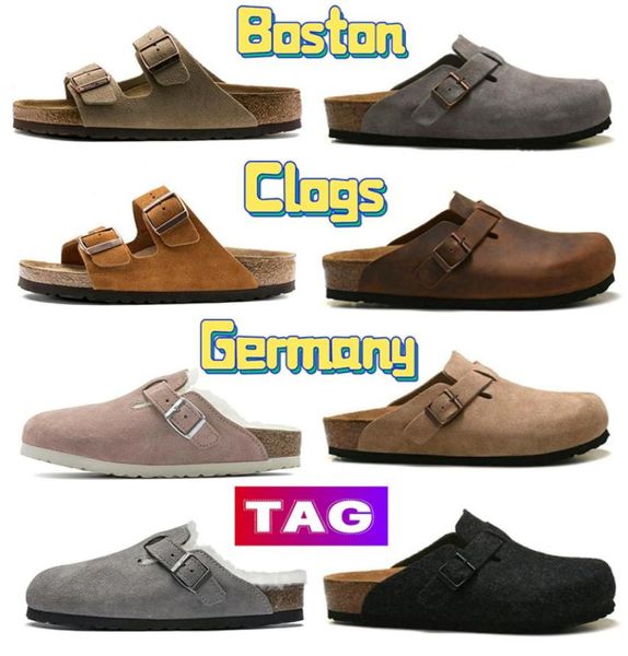 

designer clogs sandal women boston slippers slides germany cork sandal fur slide mens loafers shoes womens leather suede taupe sli5951282, Black