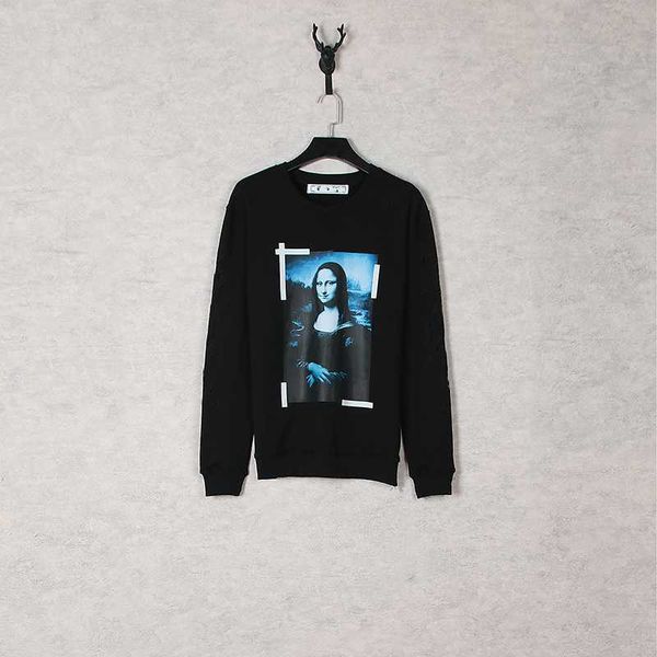 

quality autumn winter men's and women's casual pullover 100% cotton vintage oil painting printed sweatshirts male, Black