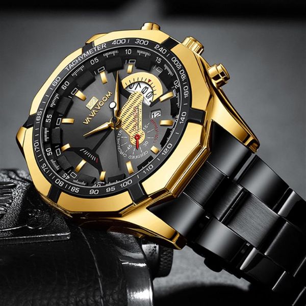 

good quality leisure sport luminous pointer stainless steel mens watch large dial quartz watches calendar smart masculine wristwat250n, Slivery;brown