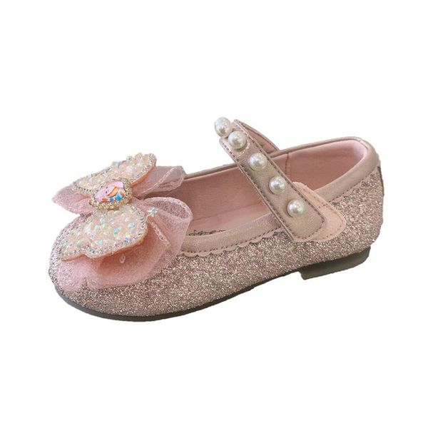 

sneakers kids shoes casual footwear child bow girl leather autumn sequins pearl princess girls e6298, Black;red