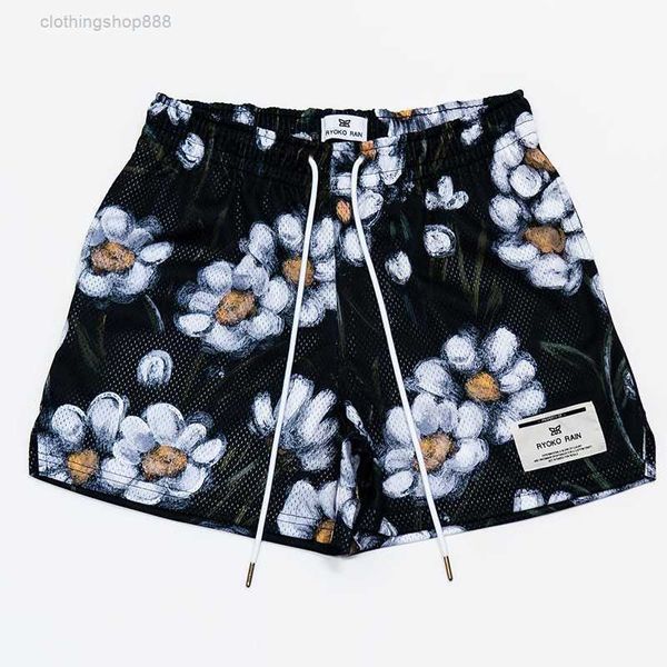 

men's shorts style ryo/kor/ain oil painting casual mesh and summer basketball training knee-length quarter pants c2uz, White;black