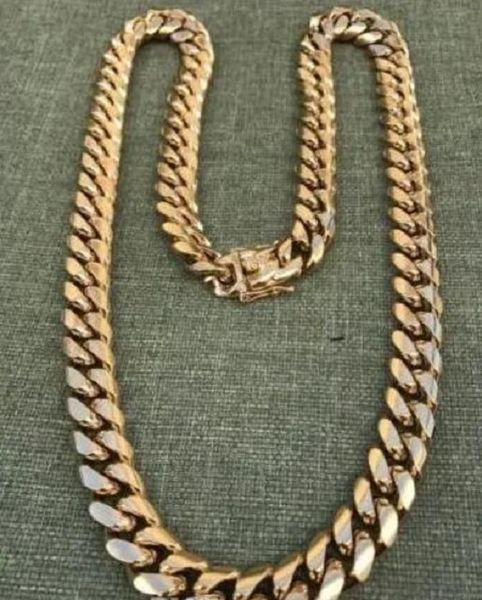 

14mm men cuban miami link chain 18k gold plated 270 grams heavy, Silver