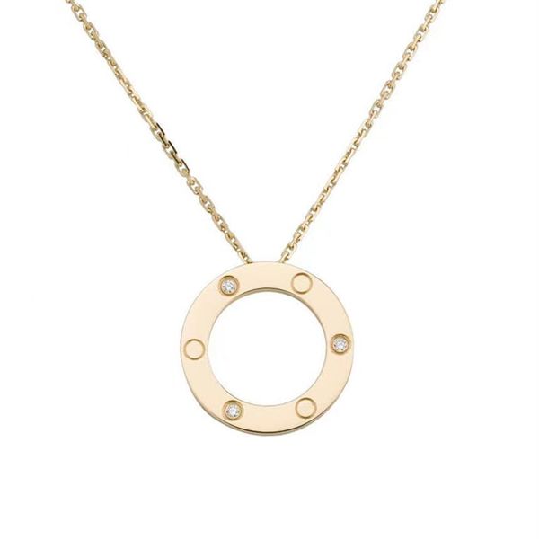 

designer love circle pendant necklace fashion letter necklaces for men and women valentine's day gift 18k gold plated luxury 262s, Silver