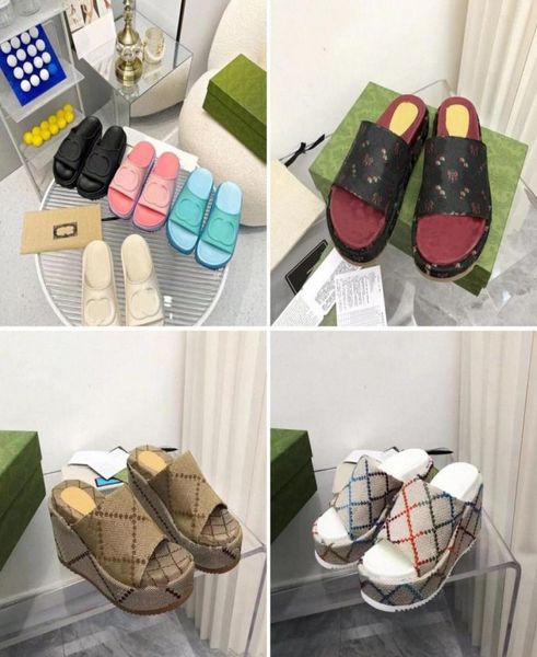 

2022 slippers women designer sandals platform slipper classics rubber slides solid color flip flops non slip sandals thick bottom 2158263, Black