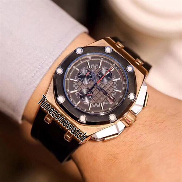 

new 44mm royal schumacher 26568im oo black dial os quartz chronogrpah mens watch satch sapphire rose gold rubber watches timez251m, Slivery;brown