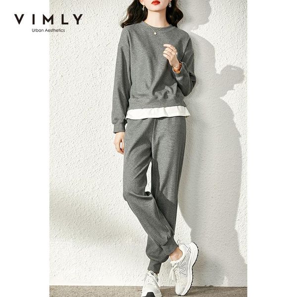 

pants vimly 2 pcs sets women sports sweatshirt and long pants cotton fashion twopiece suit casual female cothing sets v1212, White