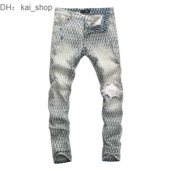 

men's jeans de primavera para hombres bordado mezclilla pantalones moda hip hop cremallera angustiados 51, Blue