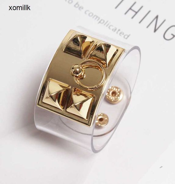 

hermm classics bracelet new street s better wide edge rivet h women s bracelet gold plated fashion leather couple, Black