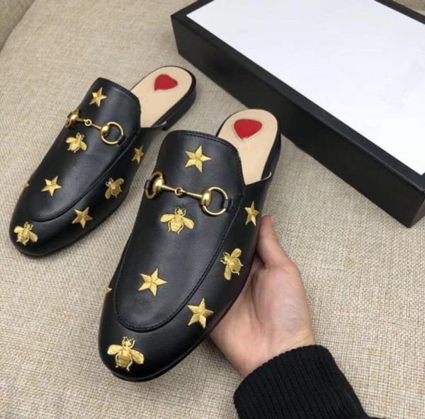 

designer mens slides women slippers mules princetown leather horsebit slipper loafer shoes slippers outdoor leather for women luxu3032649, Black